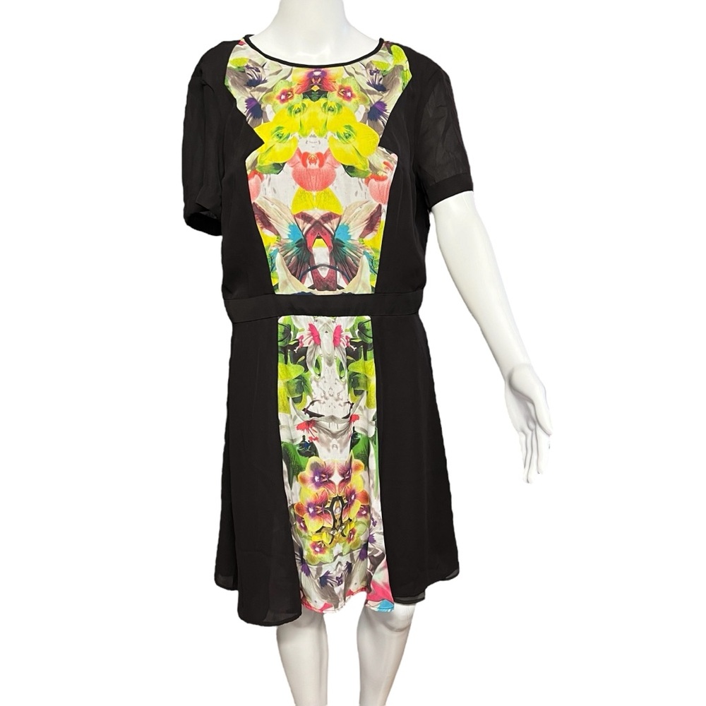 Prabal Gurung - Women’s Black Dress with Central Floral print Sz 14